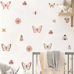 Cartoon Butterfly Bee Insect Wall Stickers for Kids Room on Wall Decoration Children Girls Room Wall Decals Bedroom Decor