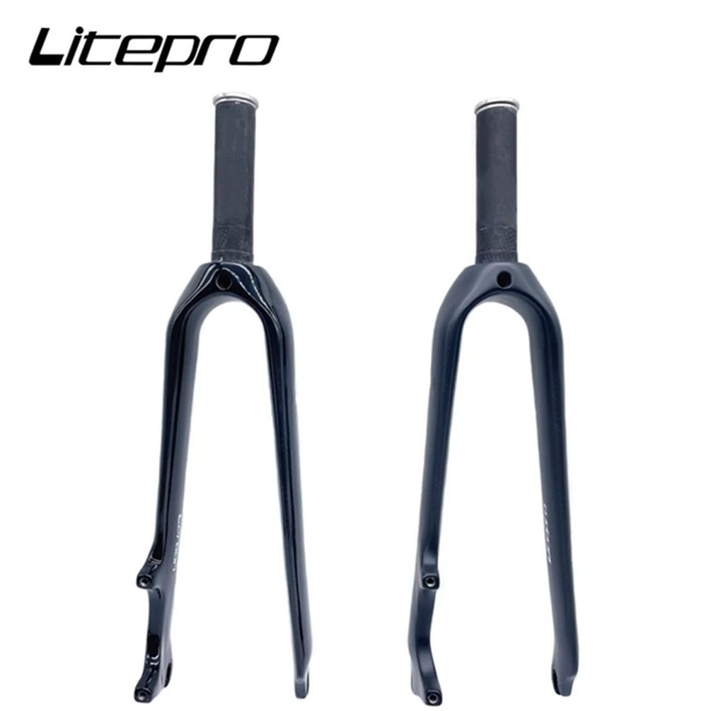 

Litepro 20 22 Inch Carbon Fibre Disc Brake Front Fork Folding Bike 406 451 100mm Fork M18*1.25