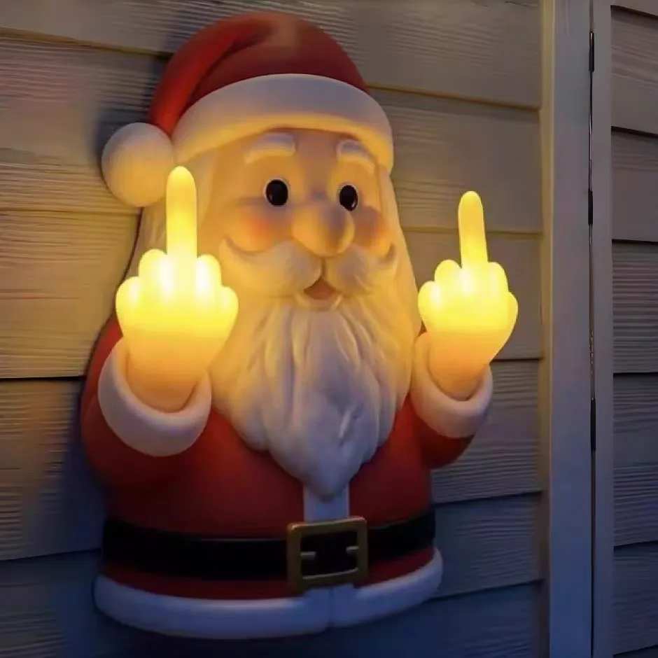 Christmas Santa Claus Lamp Decor Creative Fun Middle Finger Night Light for Party Diy Decor Props,Bedroom Holiday DIY Decoration