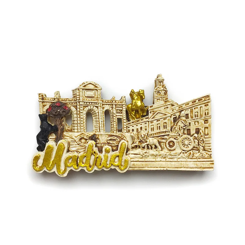 

3D Madrid Landmarks Resin Fridge Magnet - Spain Souvenirs with Strong Back Magnet for Home Decor