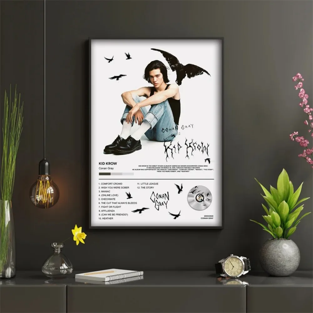 غلاف ألبوم موسيقى البوب الراب ، ملصق كونان الرمادي ، مغني الراب الجمالي ، موسيقى الهيب هوب الصخرية ، الطفل الخارق ، طباعة قماش كرو ، جدار الفن ، ديكور الغرفة #4