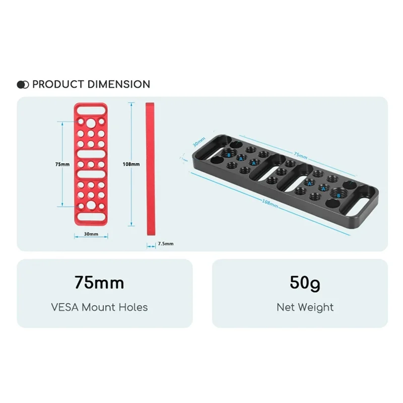 L53A-لوحة الجبن متعددة الوظائف مع محول VESA 75 مم 1/4 بوصة 3/8 بوصة خيوط لقفص ثلاثي القوائم وإكسسوارات صناعة الأفلام