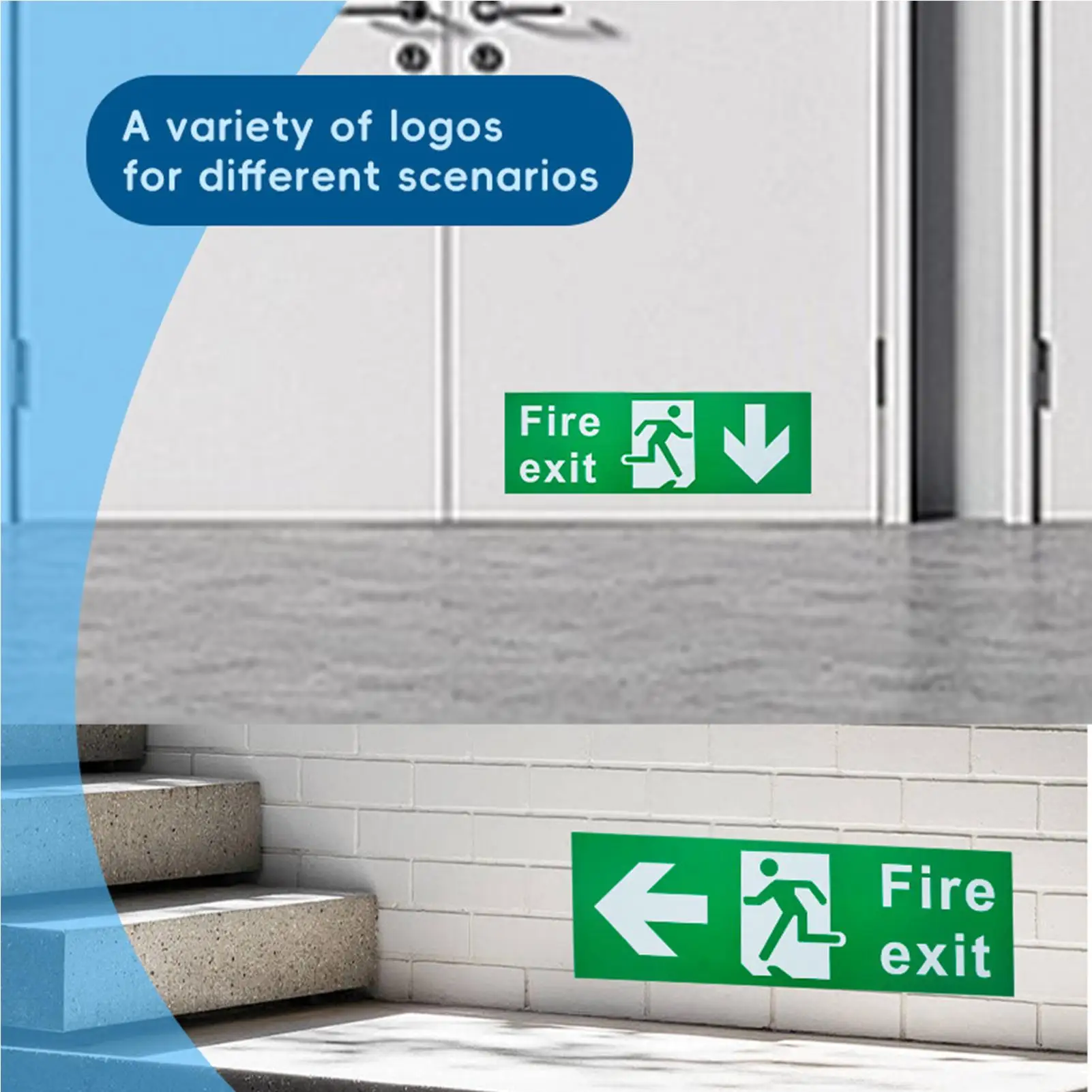 

Exit Sign Fire Exit Decal Stickers UV Protected 7 Piece Fade Resistant Decal Survival Sticker For Industrial Outdoor Door Men