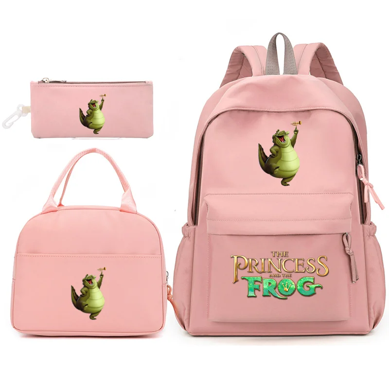 

3pcs Disney The Princess and the Frog Backpack with Lunch Bag for Women Student Teenagers School Bags Comfortable Travel Sets