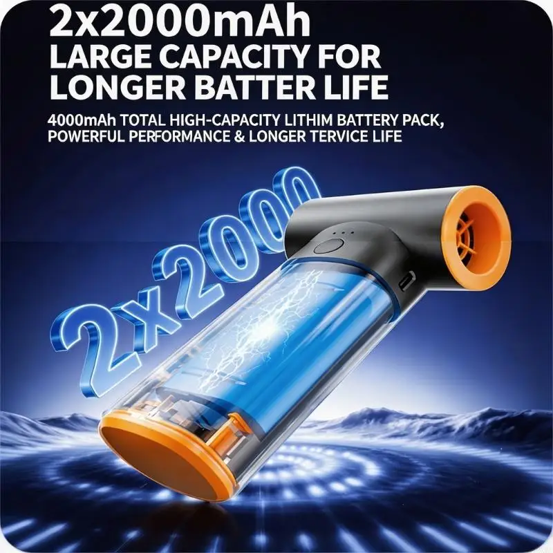 

Handheld Blower Fan Cordless Rechargeable 80000RPM High Speed for Dust Removal in Electronics and Vehicles HX6C