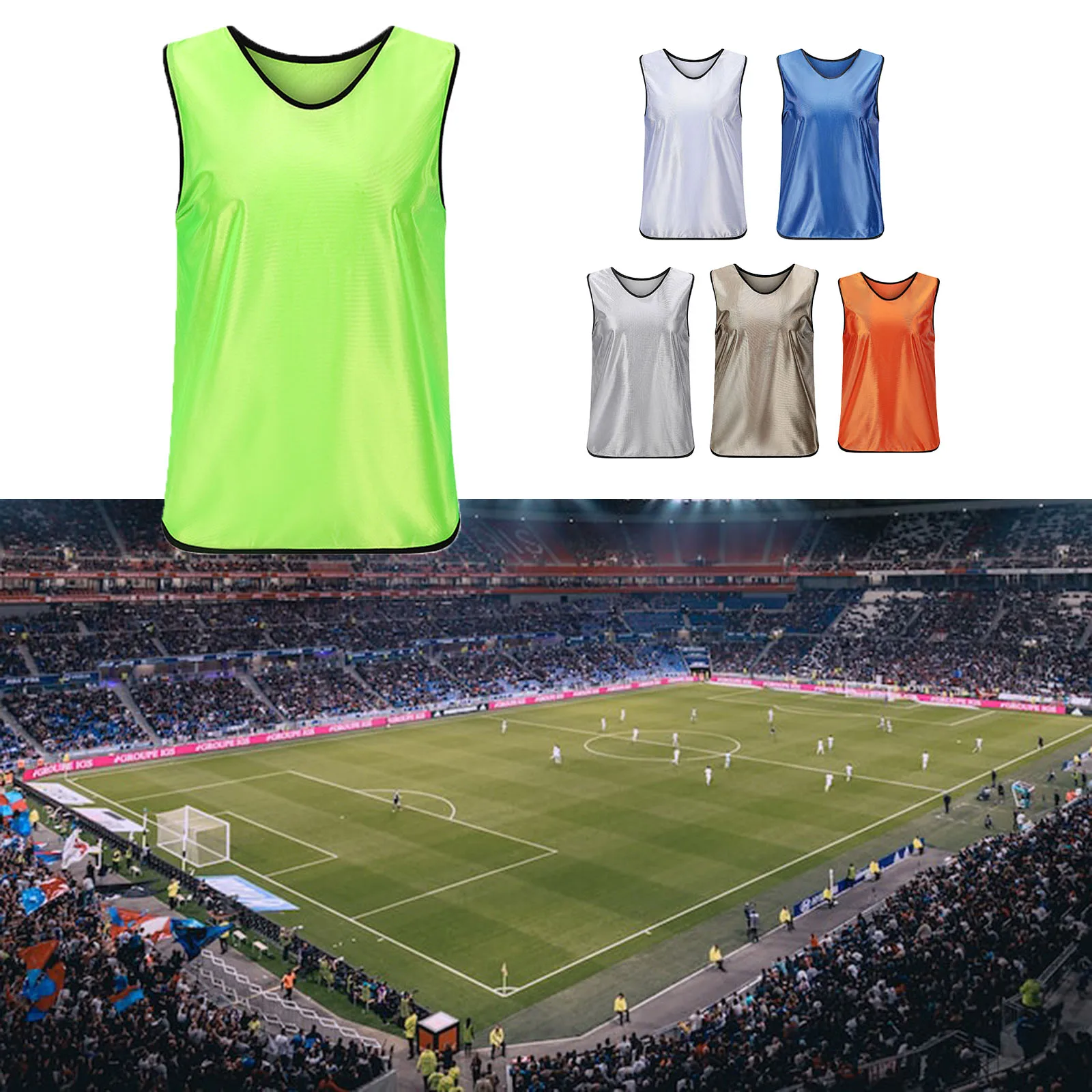 Lightweight Youth Adult Jersey Team Football Training Scuffle Vest, Breathable and Comfortable, Fast Drying and Glossy Material