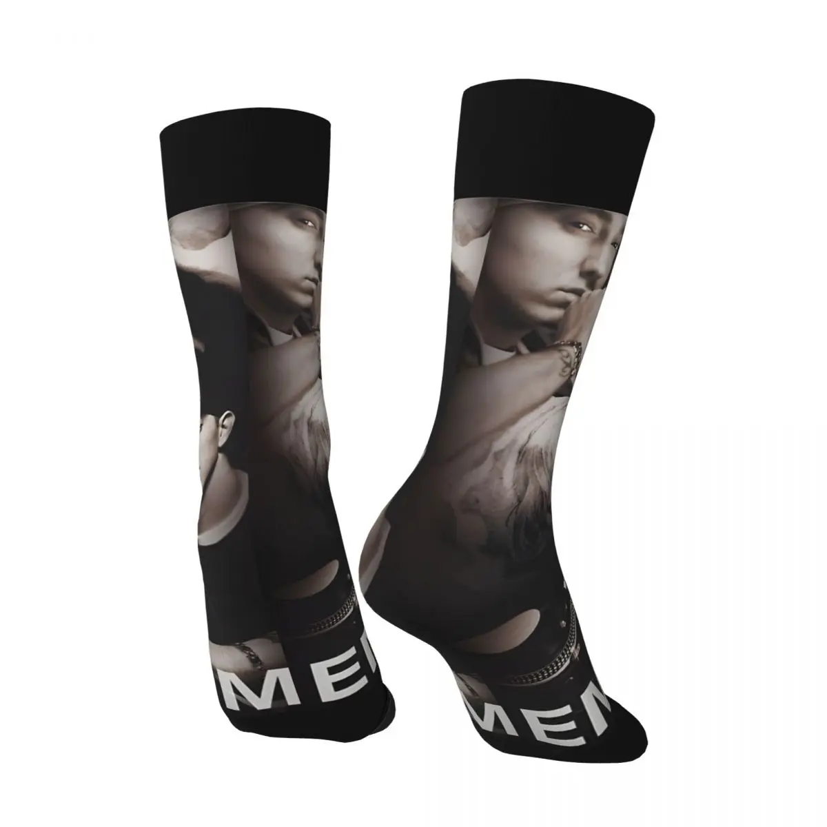 Vintage The World Of Rappers Men's compression Socks Unisex Eminem Street Style Seamless Printed Novelty Crew Sock