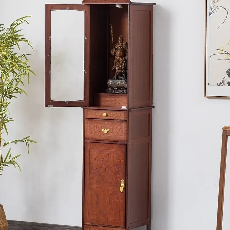 Buddhist shrine, shrine, standing cabinet, shrine cabinet with door, offering table, God of Wealth, placing cabinet,