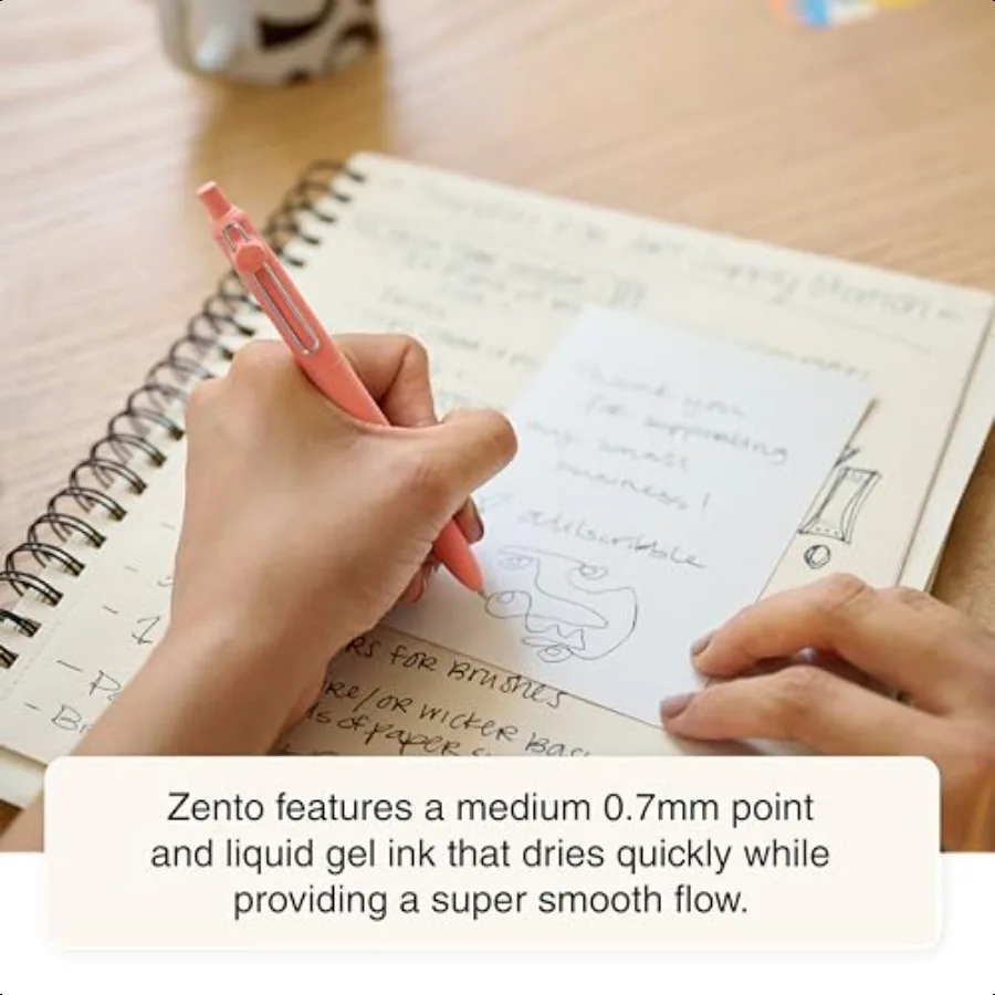uniball Zento Gel Ink Rollerball Pens 4 Black Medium Point Smooth Writing Pens Colored Japanese Pens Muted Colors - Image 4