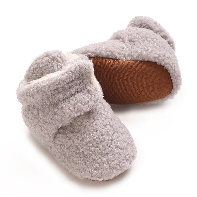 Neugeborenes Baby, Junge, Mädchen, weiche Fleece-Booties, Stay On, Säuglingshausschuhe, Socken, Schuh, rutschfester Greifer, Kleinkind-Erstwanderer, Winter-Knöchel – Detail 13