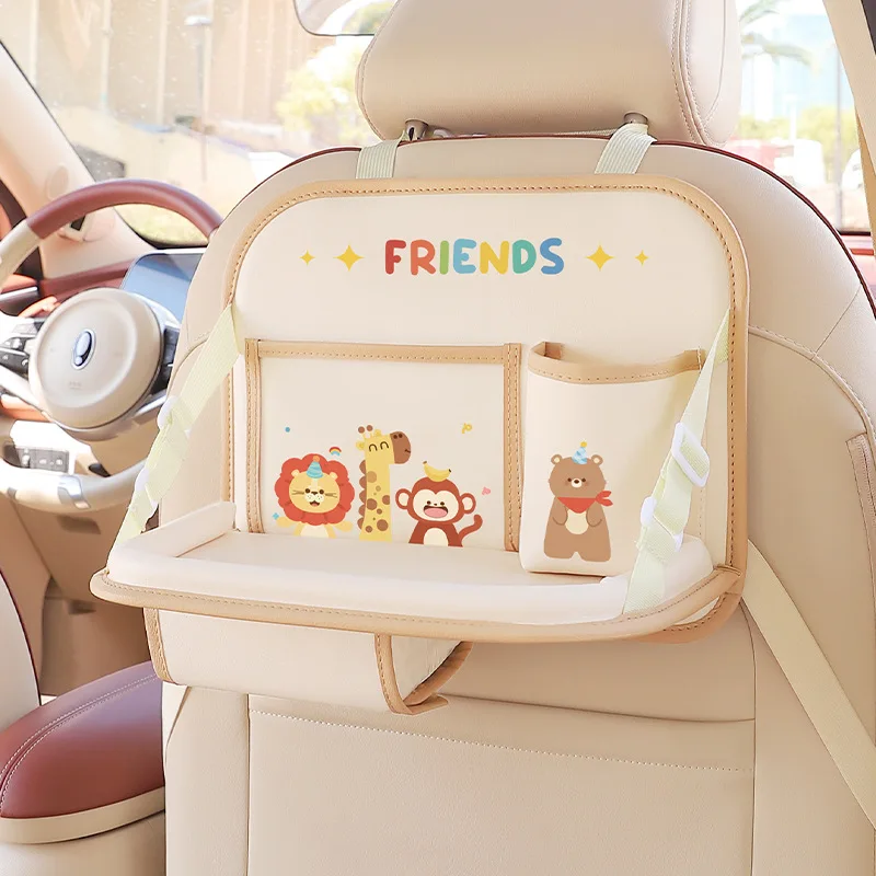

Car Backseat Table For Kids Universal Auto Seat Back Tray Folding Chair Rear Hanging Food Phone Pocket Cartoon Tissue Box Holder