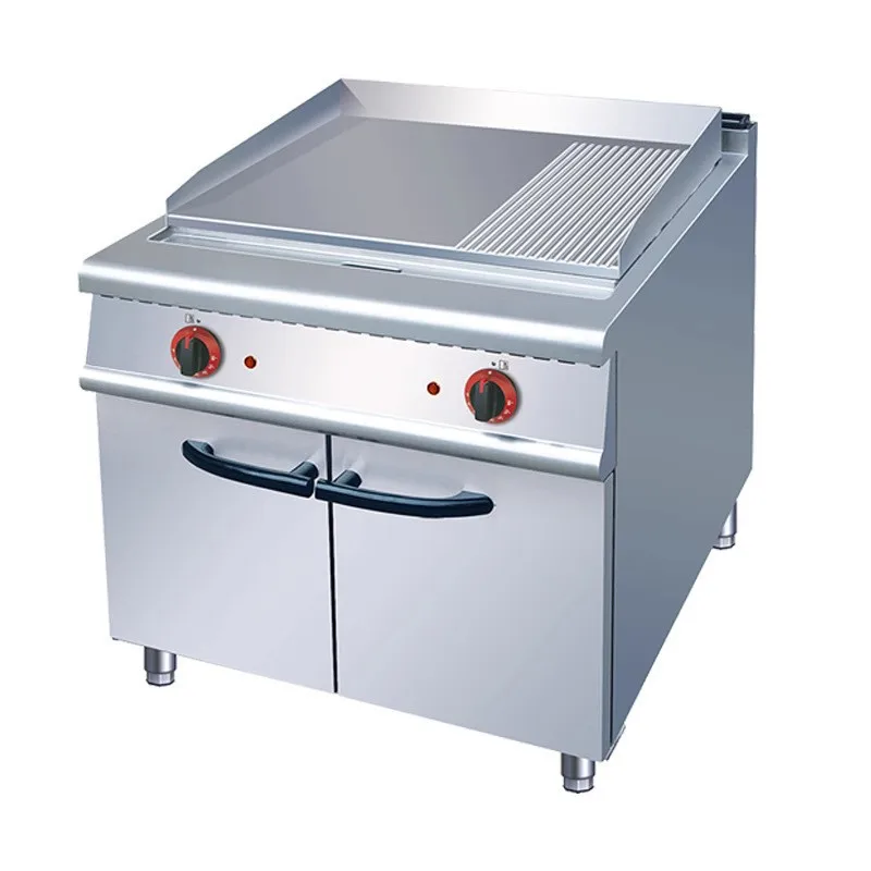 Qianmai 1/3 pit flat grill electric grill with cabinet seat commercial vertical fried steak snack