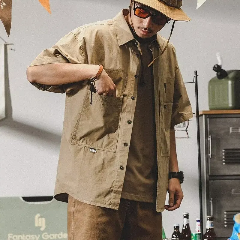 

American Workwear ort Sve irt Men Summer Thin Loose Fit Polyester Fiber Casual Busin irt Classic Collar