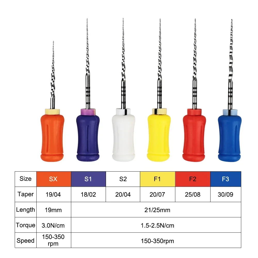 ELIJAH 6Pcs/box NITI Dental Hand Use Root Canal Treatment Pro-Taper Files 21mm/25mm/31mm Super Rotary Files Dental Shaping Tools