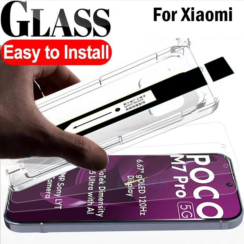 

1-3Piece Dust Free Easy Installation Protective Glass for Xiaomi Poco M7 M6 Pro M5 M4 C75 C71 C65 C61 C55 C40 Screen Protector