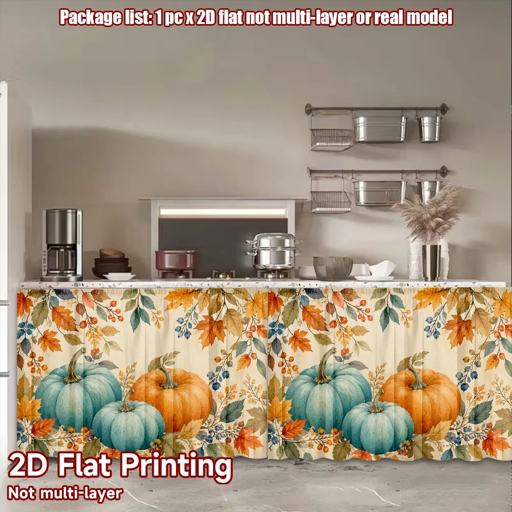 2D flat 1pc Modern minimalist shelf curtains Autumn Abundance Digital printing Bay window balcony curtains Kitchen cabinets,