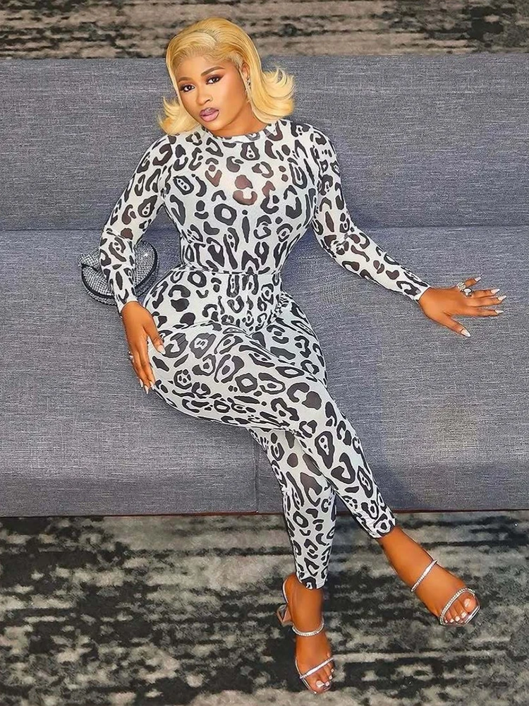 

Gtpdpllt Sexy Leopard 2-Piece Set Women O-Neck T-Shirt And Tight Long Pants Matching Sets Fashion Hottie Stretch Sports Outfits