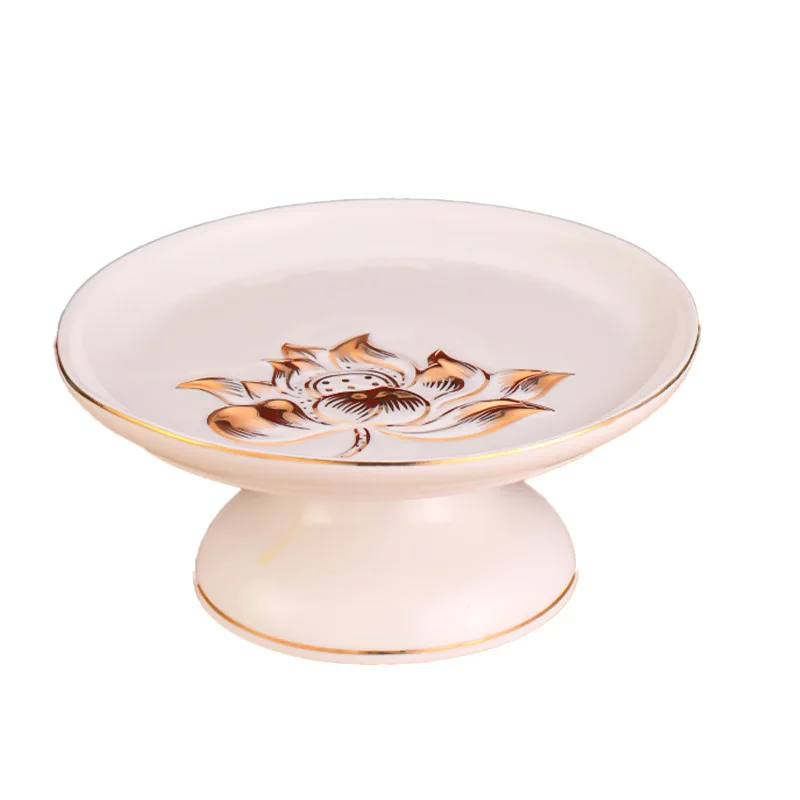 

Ceramic Fruit Plate 6inch Decorative Lotus Bowl Ample Snacks Enhance Dining Table Ambiance Positive Energy