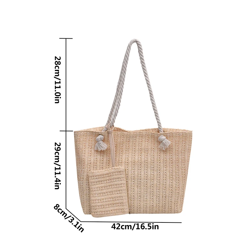 Designer Women Handbags Fashion Large Capacity Straw Tote Bag Summer Beach Bag Casual Bali Big Purse