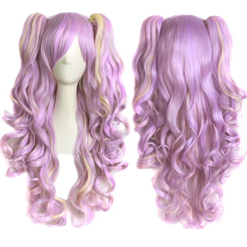 

Anime cosplay wig double tiger clip COS color, mixed color chemical fiber headgear