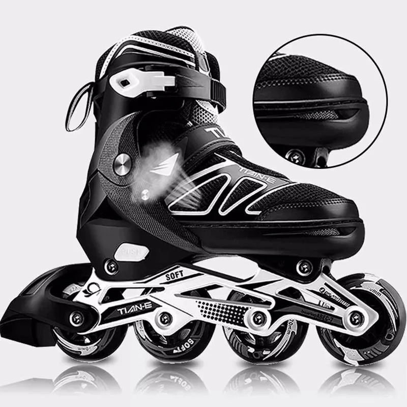 2026  Hot Selling Soft Outdoor Sports Semi Soft Adjustable Customized Color Kids Adult Roller Skates PU Wheels