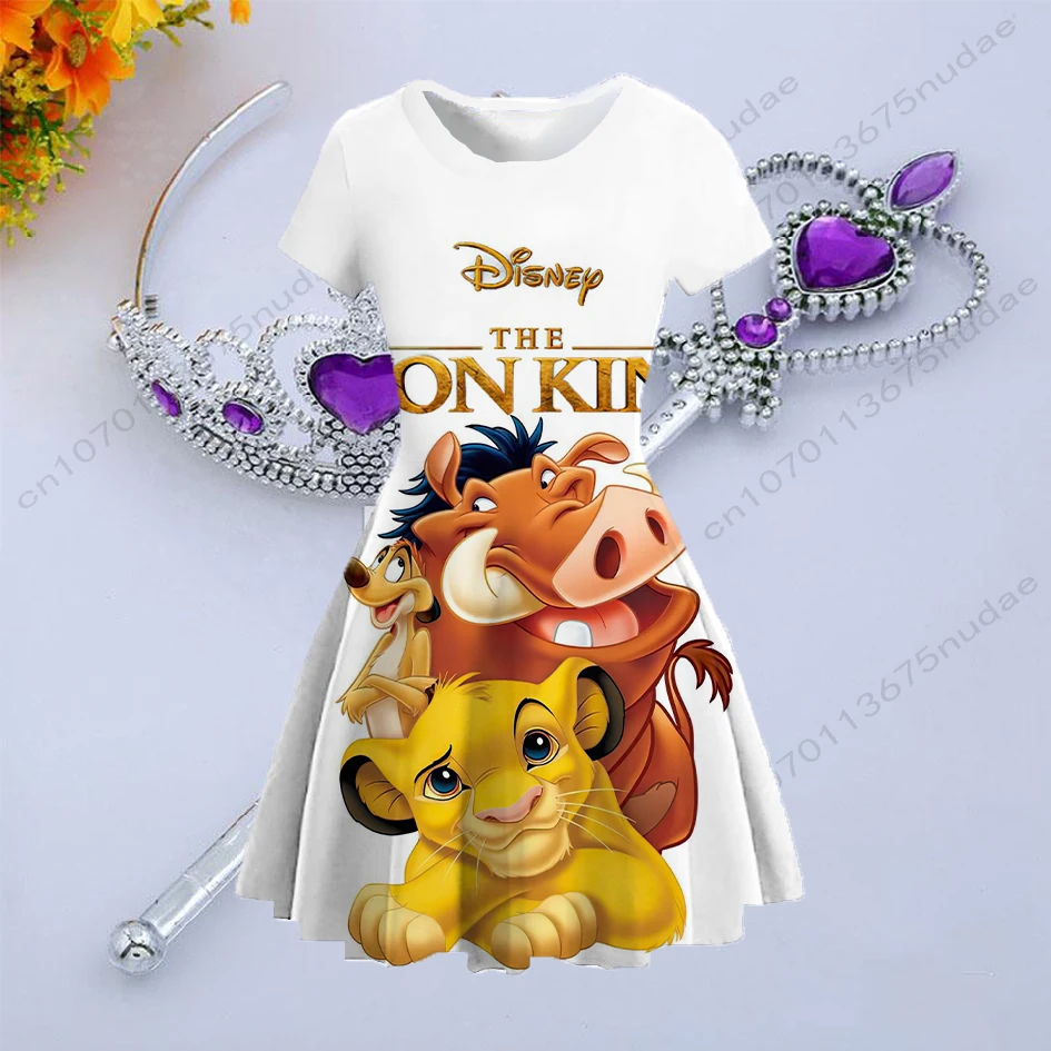 Cute cartoon Lion King Simba series print dress home leisure cool and comfortable princess dress children's clothing