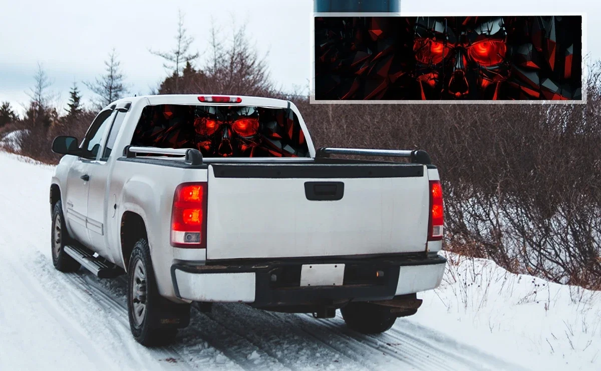 Dark Devil Skull Car Rear Window Decal Fit Pickup,Truck,Car Universal See Through Perforated Back Window Vinyl Sticker