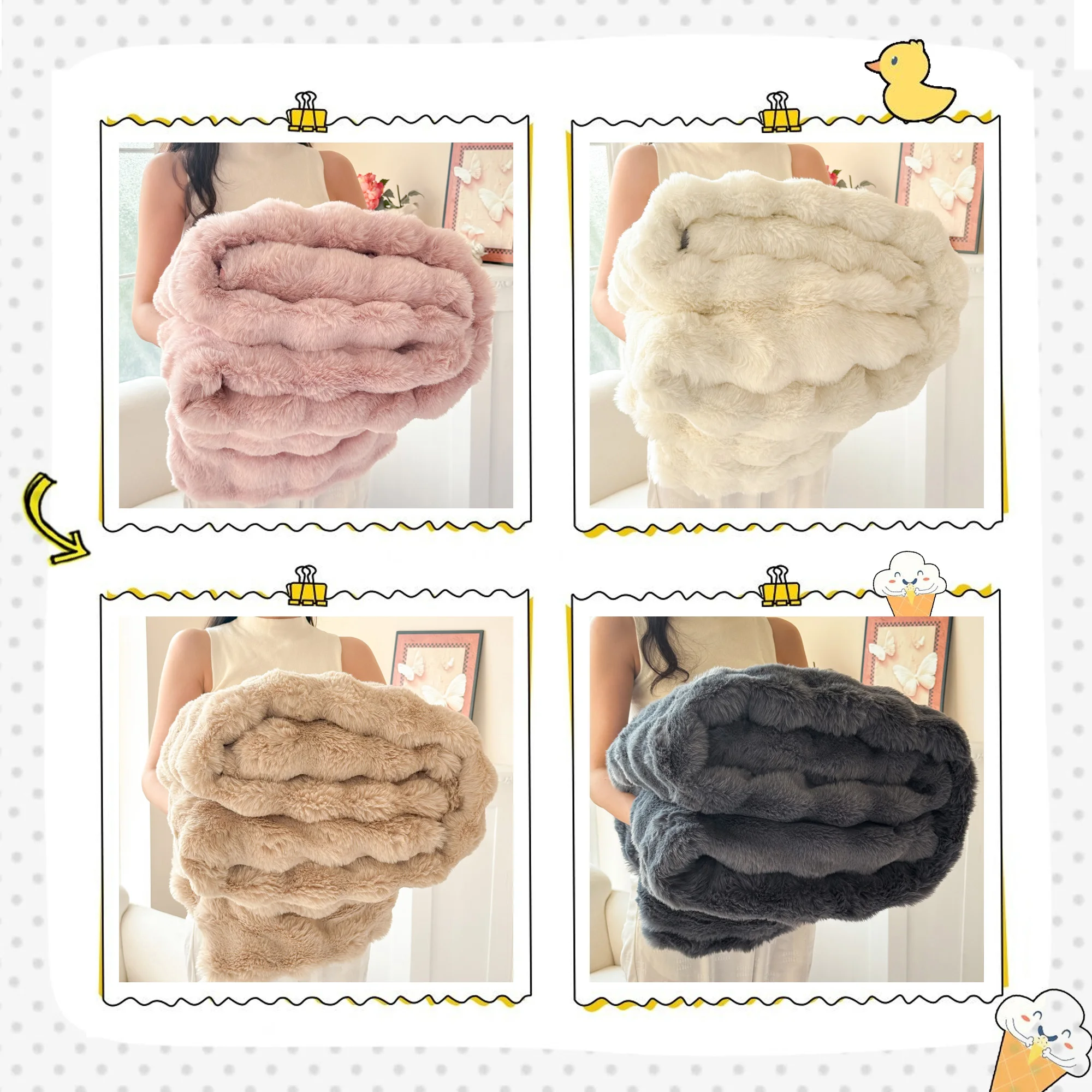 1 Piece of Double-Layered Large Rabbit Fur Style, Super Soft and Comfortable Blanket to Give You a Warm Experience