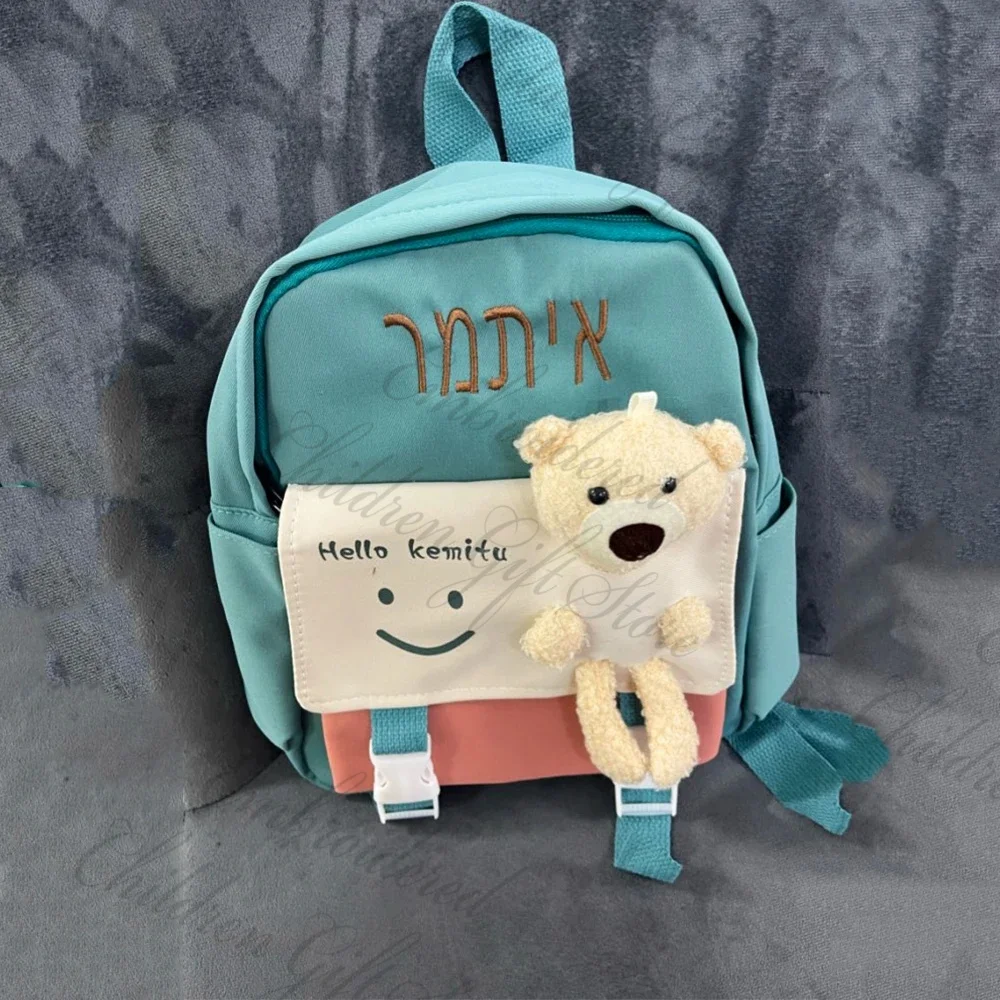 Mochila de nailon con dibujos animados para niños, bolso escolar con nombre personalizado, mochila de ocio para niñas, novedad de 2023