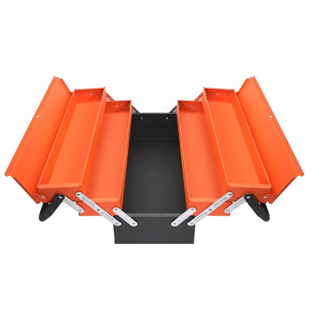 

Metal Tool Box 3-Tier 5-Tray Portable Folding Tool Chest Organizer with Handle Toolbox for Warehouse Repair Shop