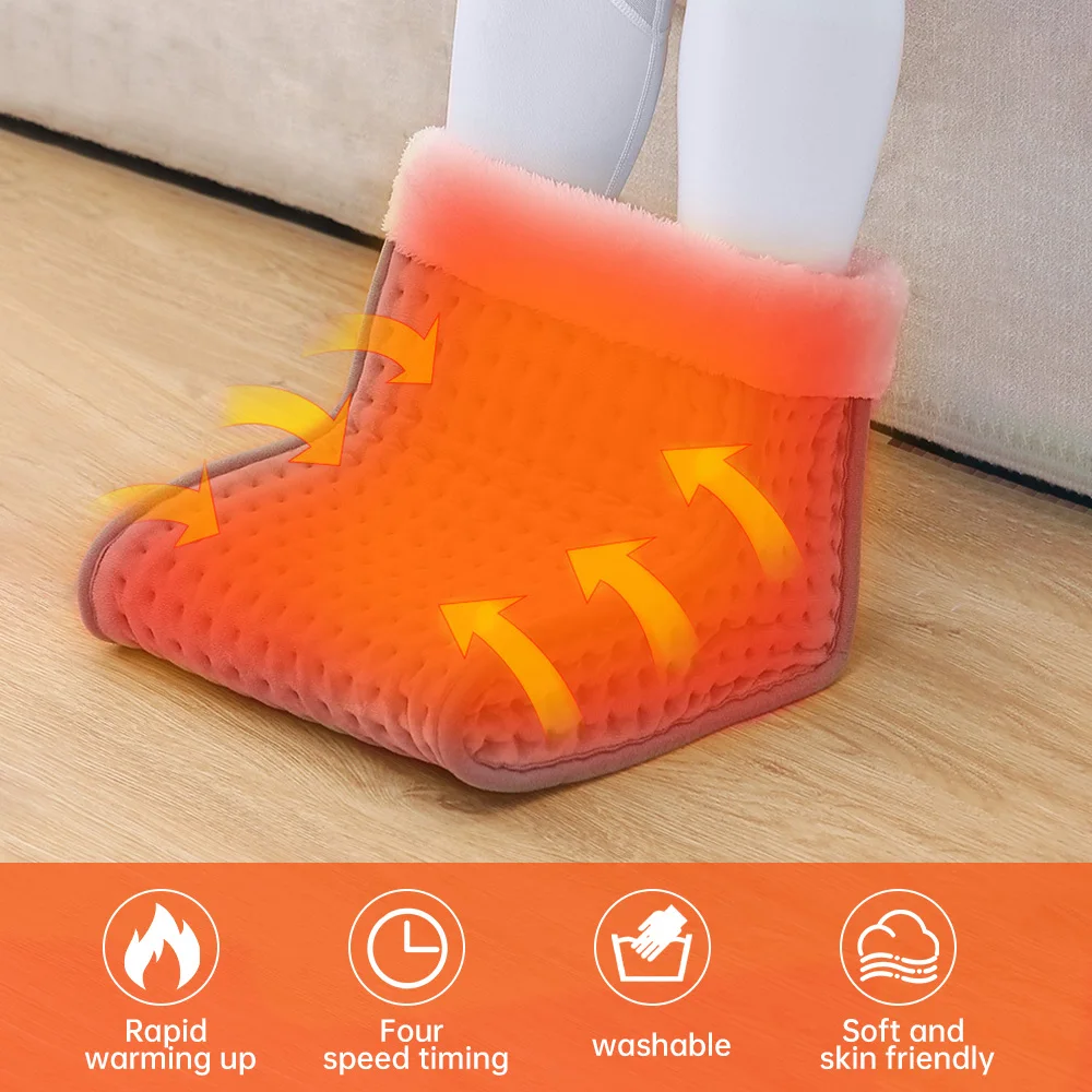 Electric Heater Foot Warmer 4 Modes Timing Heating Pads Foot Cover Heated Thermal Foot Warmer Massager Foot Care Pad Foot Boot