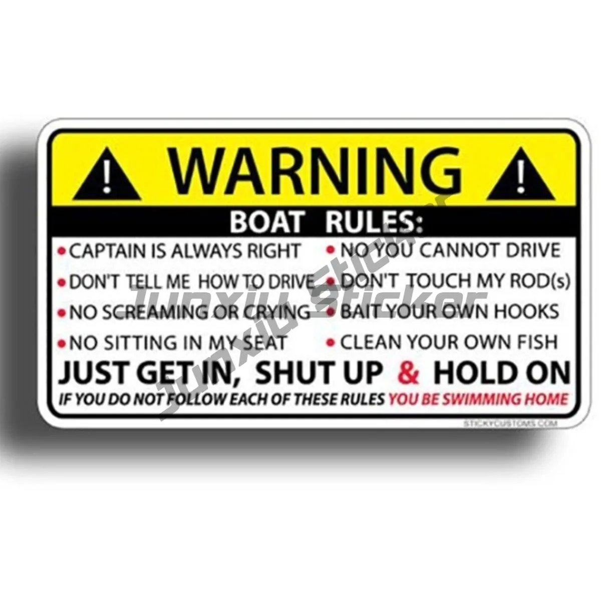 Hot Warning for BOAT RULES Car Sticker Accessories Car Styling Motorcycl Cover Scratches Waterproof Vinyl PVC