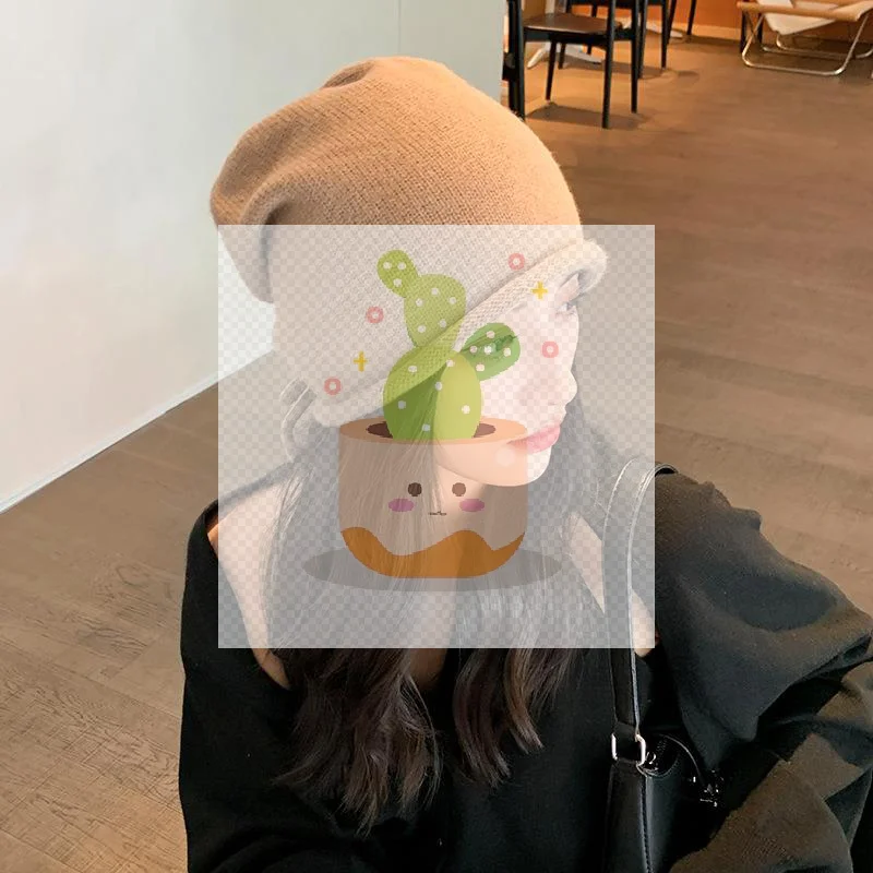 秋冬用の折り返し付きニット帽、どんな服装にも合う暖かい防寒帽子、大きな頭囲にも合う女性用ニット巾着帽子