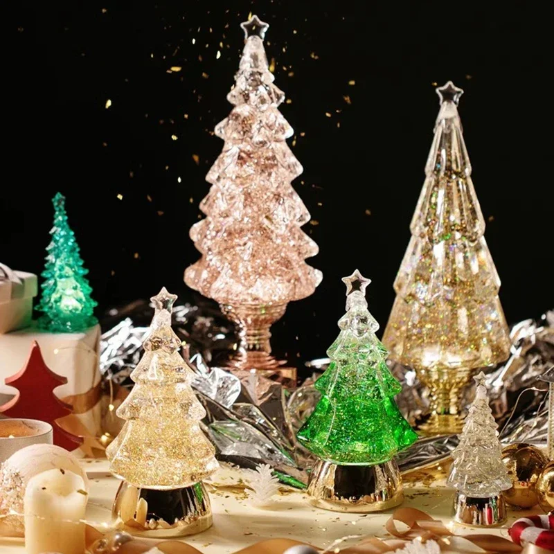 

Gifts Snowflake Christmas Crystal Ball Creative Luxury Nordic Music Box Children Christmas Tree Light Ornament Home Decoration