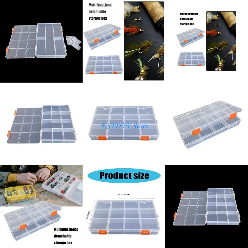 

G6DE Portable Fishing Tackle Box with Removable Dividers Baits Lures Organizers Tray Clear Plastics Fishing Tool Box Enduring