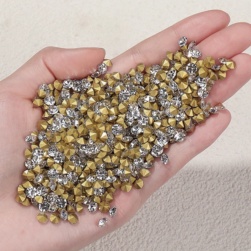 1 conjunto de strass transparentes com glitter, não hotfix, parte traseira lisa, costura/tecido/decoração de strass para arte em unhas