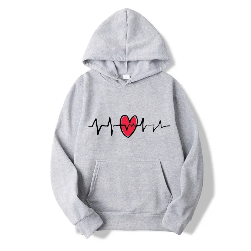 Love Printed Hoodies Women Kawaii Graphic Streetwear Funny Unisex Pullover Tops Outdoor Loose Sport Sweatshirts Female