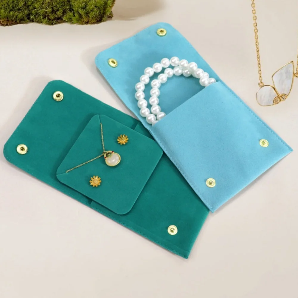Earrings Organizer Pouch Stylish Double-Sided Velvet Jewelry Bag Pendant Organizer Pouch Compact Necklace Organizer Pouch