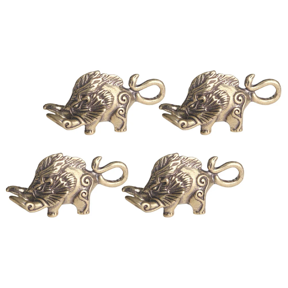 

4 Pcs Decorative Home Accessories Brass Boar Ornaments Necklace Small Keychain Dish for Keys Keyring Charm