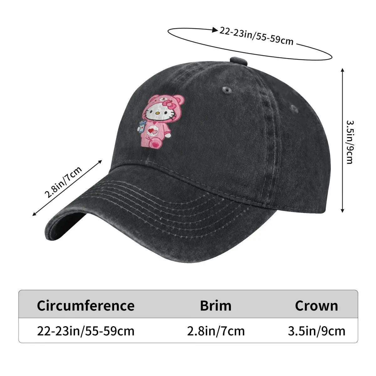 Hello Kitty Baseball Cap Pink Kpop Rock Quality Trucker Hat Unisex Teens Casual Sunshade Baseball Caps