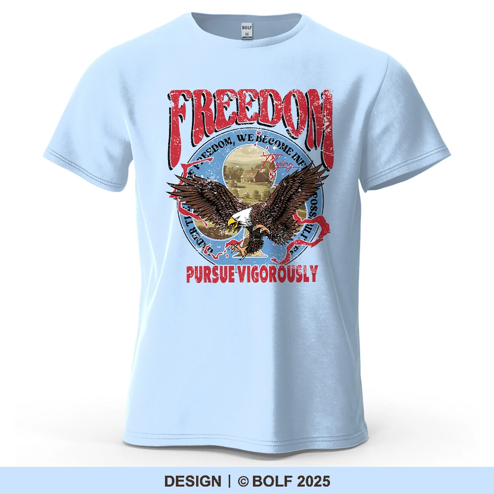 Adler und Freiheit bedrucktes Herren-T-Shirt aus 100 % Baumwolle, übergroße Vintage-Abenteuer, grafische T-Shirts für Damen, Tops, T-Shirts, Streetwear