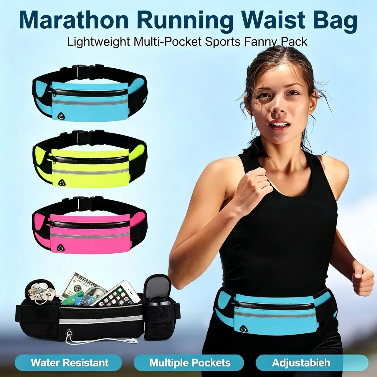 Unisex Outdoor Sports Waist Bag for Marathon Fitness Running Close-Fitting Cycling Mobile Phone Holder