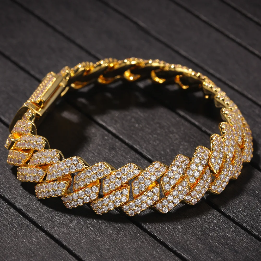 

Luxury 24K 9999 Pure Gold real gold Hip Hop Diamond Bracelet Men's Cuban Bracelet