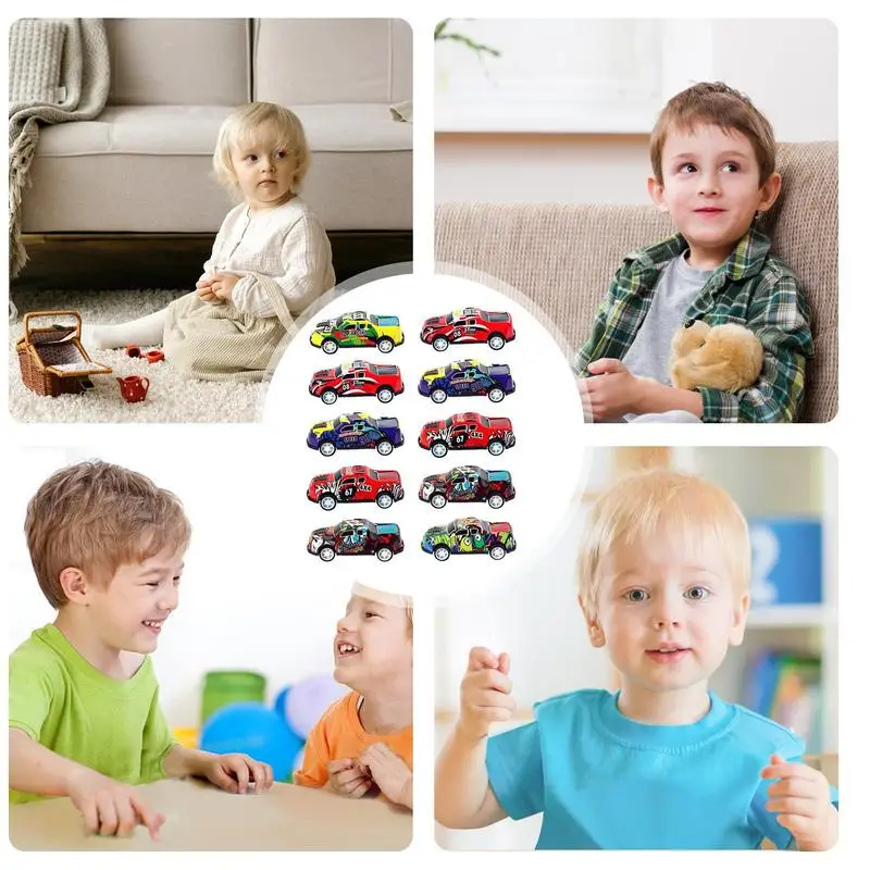 Pull Back Race Car Toy, Carro de corrida criativo, Massa para o aniversário, 10pcs