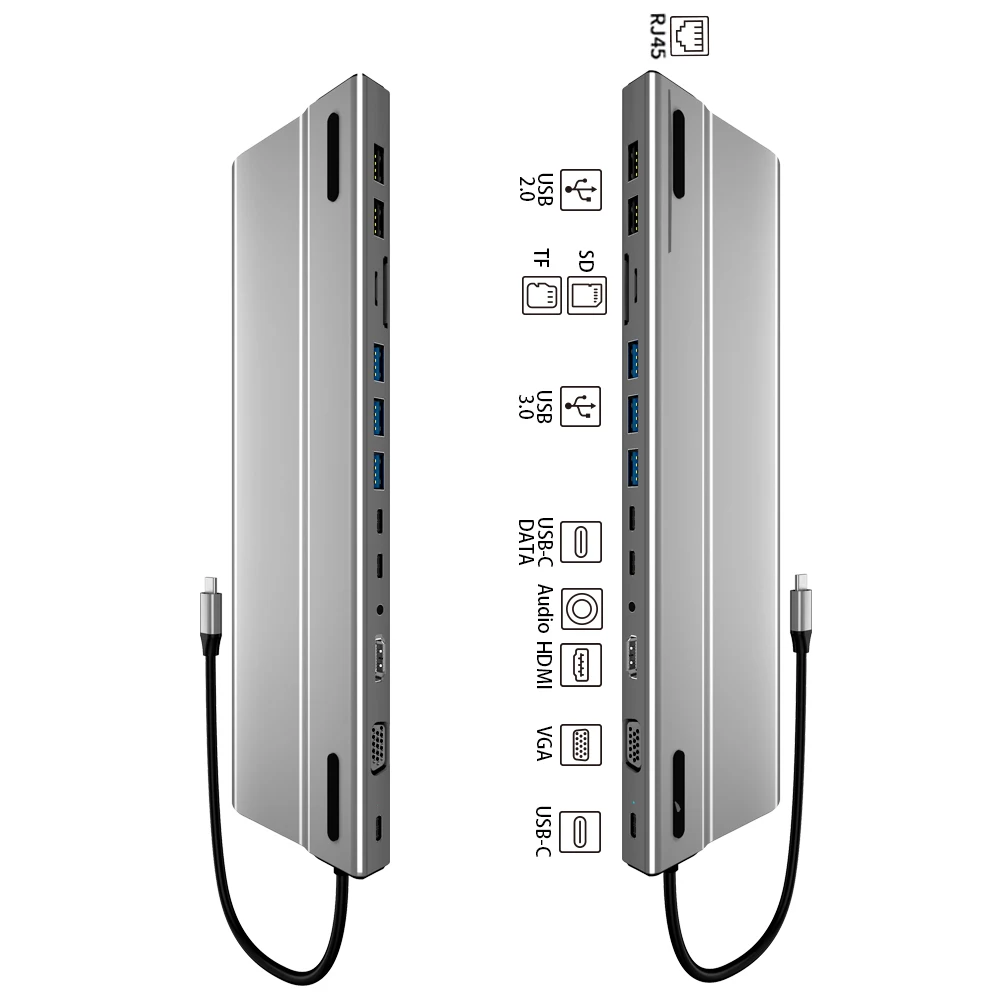 

2025 Подставка для ноутбука типа c 14 в 1, алюминиевый адаптер-концентратор USB C, док-станция, концентратор Tipo c