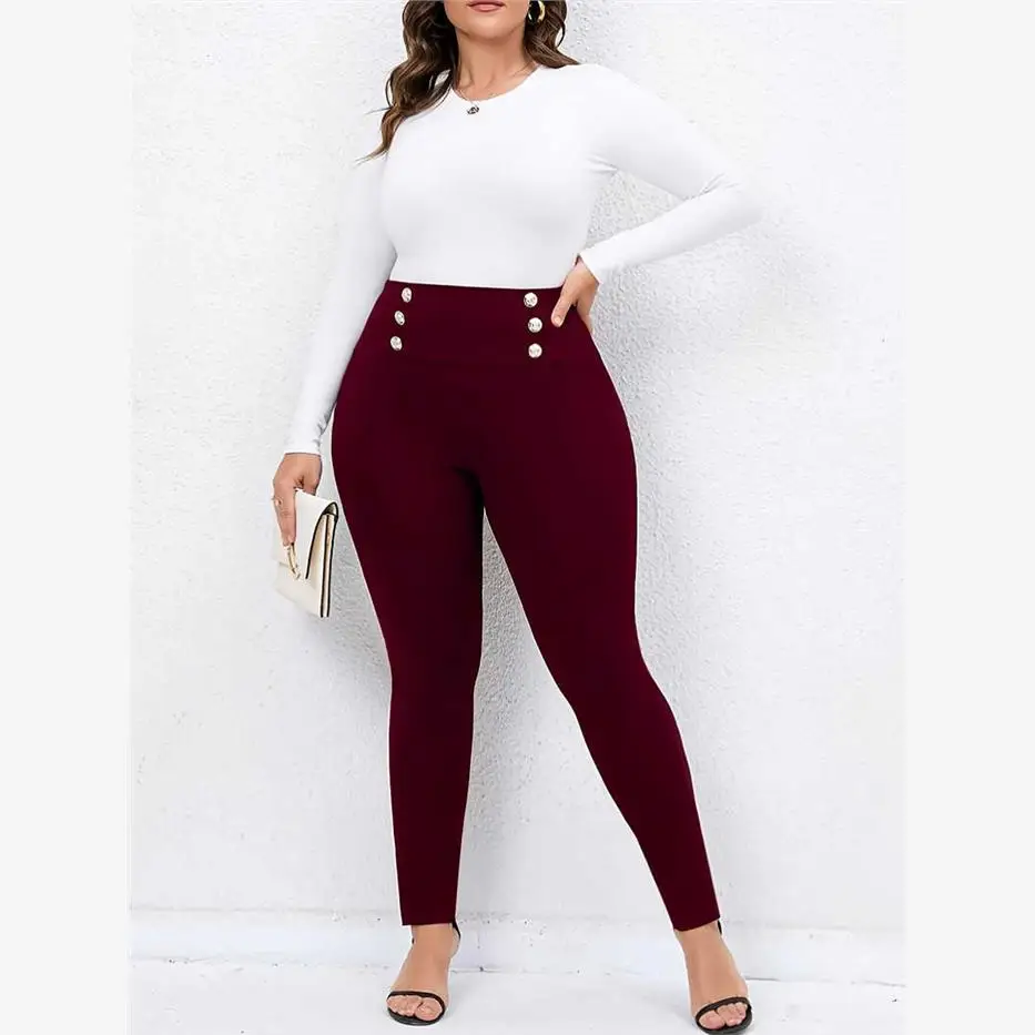 2024 Faion Plus Size Dames Casual Broek Hoge Taille Thiened Fce Street Sle Rits Detail Lange Broek Dames Broek