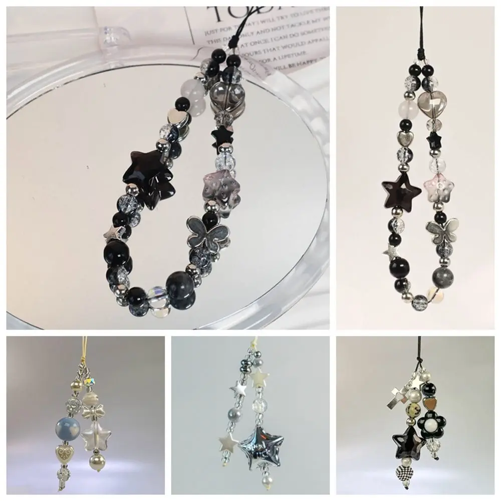 

Acrylic Gothic Style Y2K Phone Strap Star Heart Butterfly Mobile Phone Lanyard Anti Loss Dark Cell Phone Chain Phone Charm