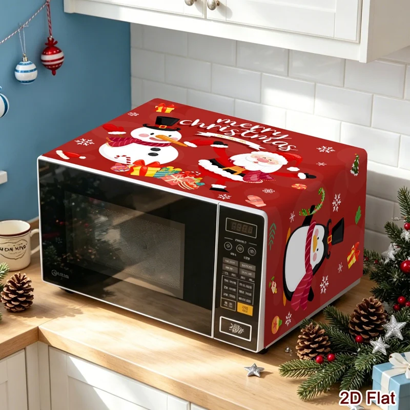35*85cm Christmas Microwave Cover  Mixed Design Polyester Microwave Protector  for Christmas Countertop Decor Kitchen Ornament