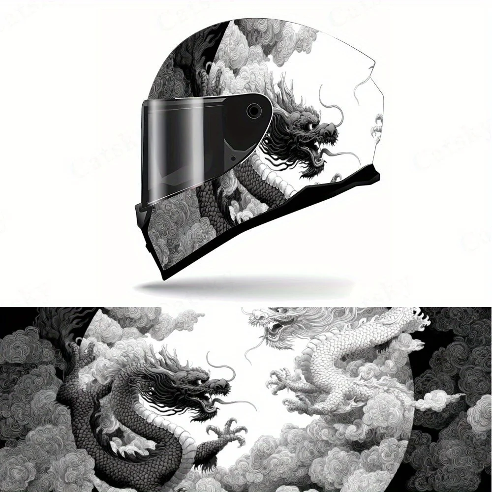 

Artistic traditional cultural symbolic Yin - Yang dragon Full helmet Wrap Sticker Motorcycle helmet Racing graphic Decal Vinyl w