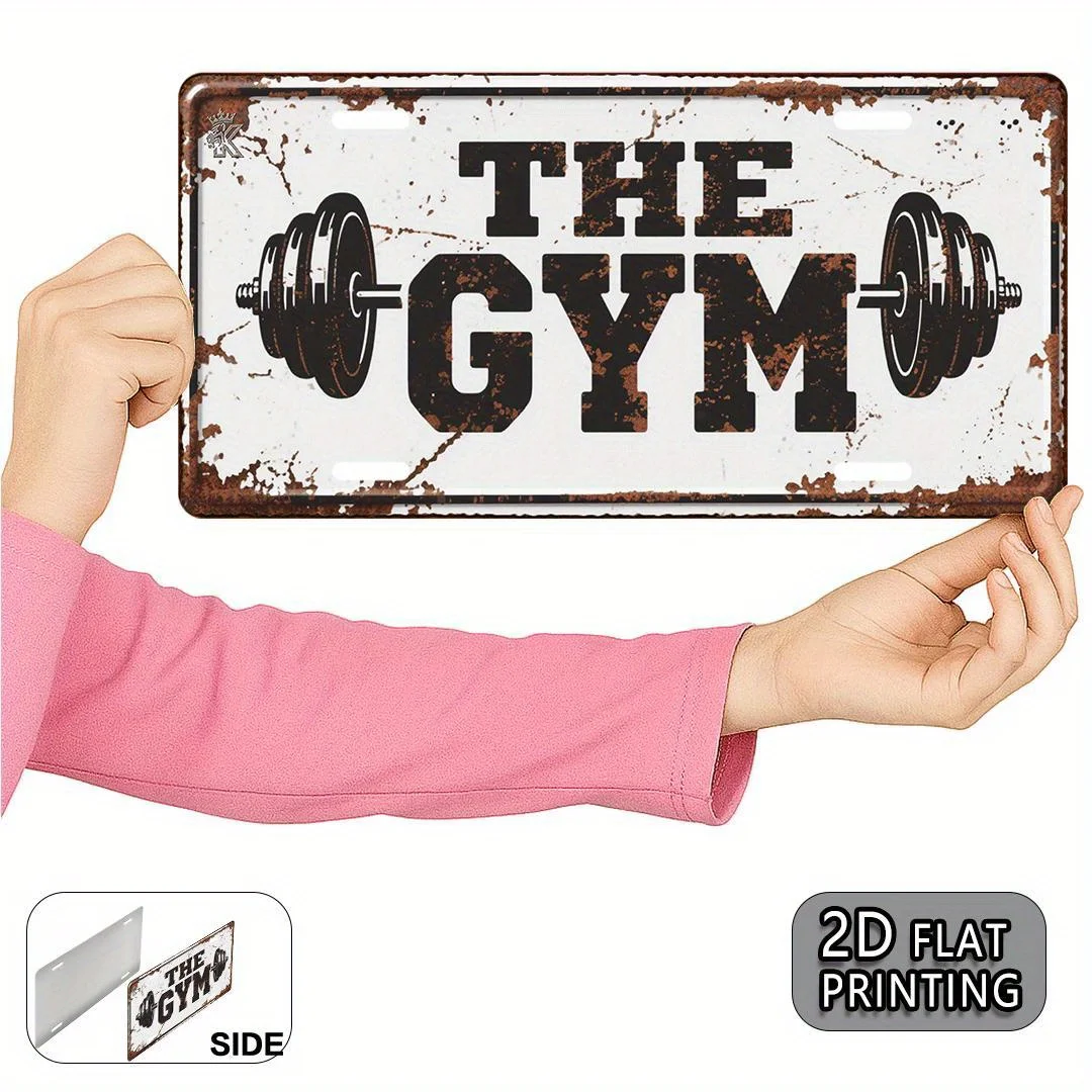 2D Flat, 1pc Vintage Gym Metal Sign -15x30cm Aluminum Wall Decor with 